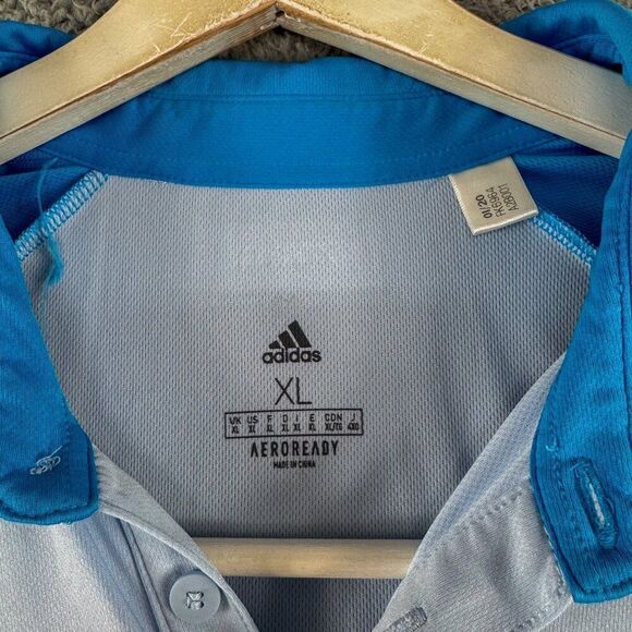 Adidas Golf Polo Shirt Mens XL Blue Gray Areoready Golfer Office Casual Athletic - Picture 3 of 14